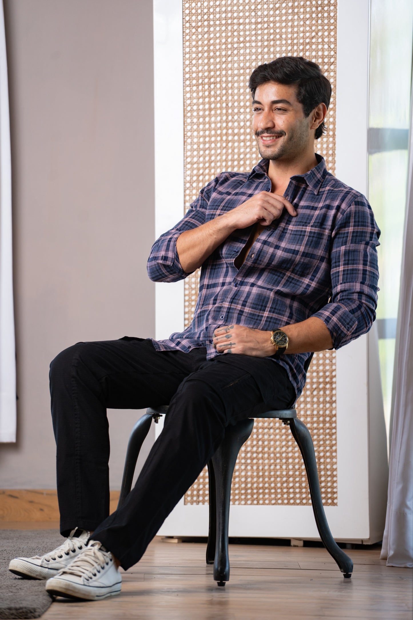 CottonChecksShirts_NavyBlue 4