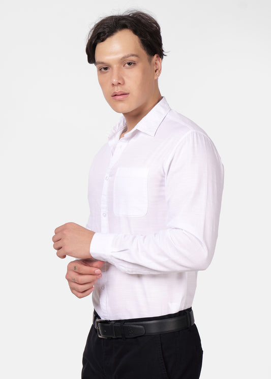Men’s Linen Touch White Shirt
